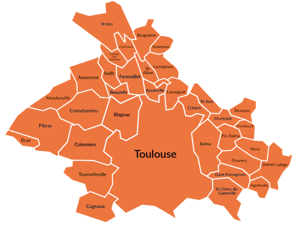 Carte de la métropole toulousaine